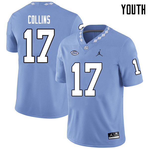 Jordan Brand Youth #17 Chris Collins North Carolina Tar Heels College Football Jerseys Sale-Carolina